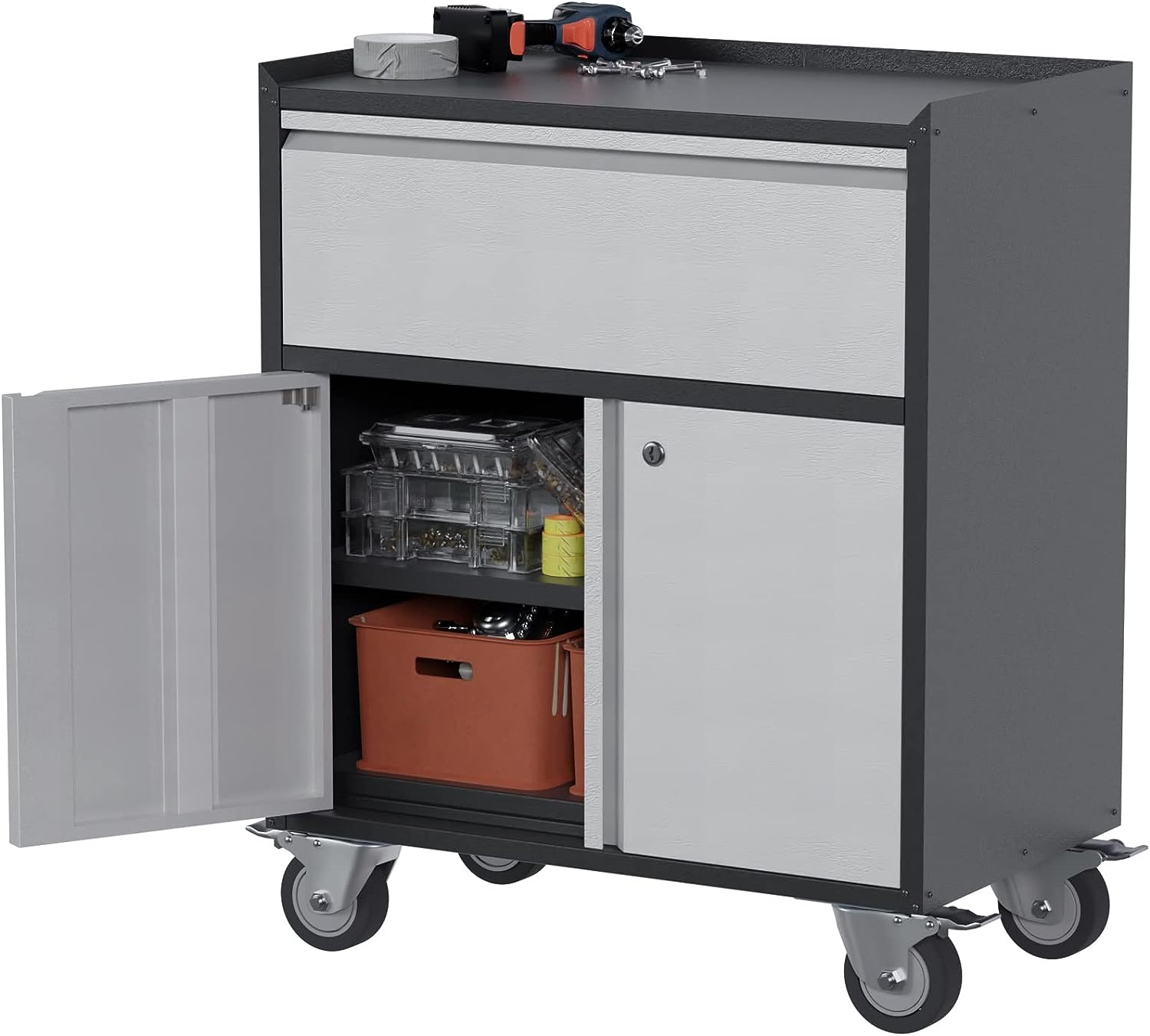 Aobabo Metal Storage Cabinet with Wheels