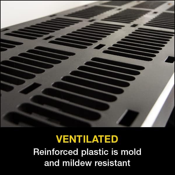 CX Black Yellow®, 4-Tier Heavy Duty Plastic Storage Shelving Unit, 200lbs/shelf (55”H x 48”W x 20”D), for Indoor/Outdoor Organization, Modular Rack