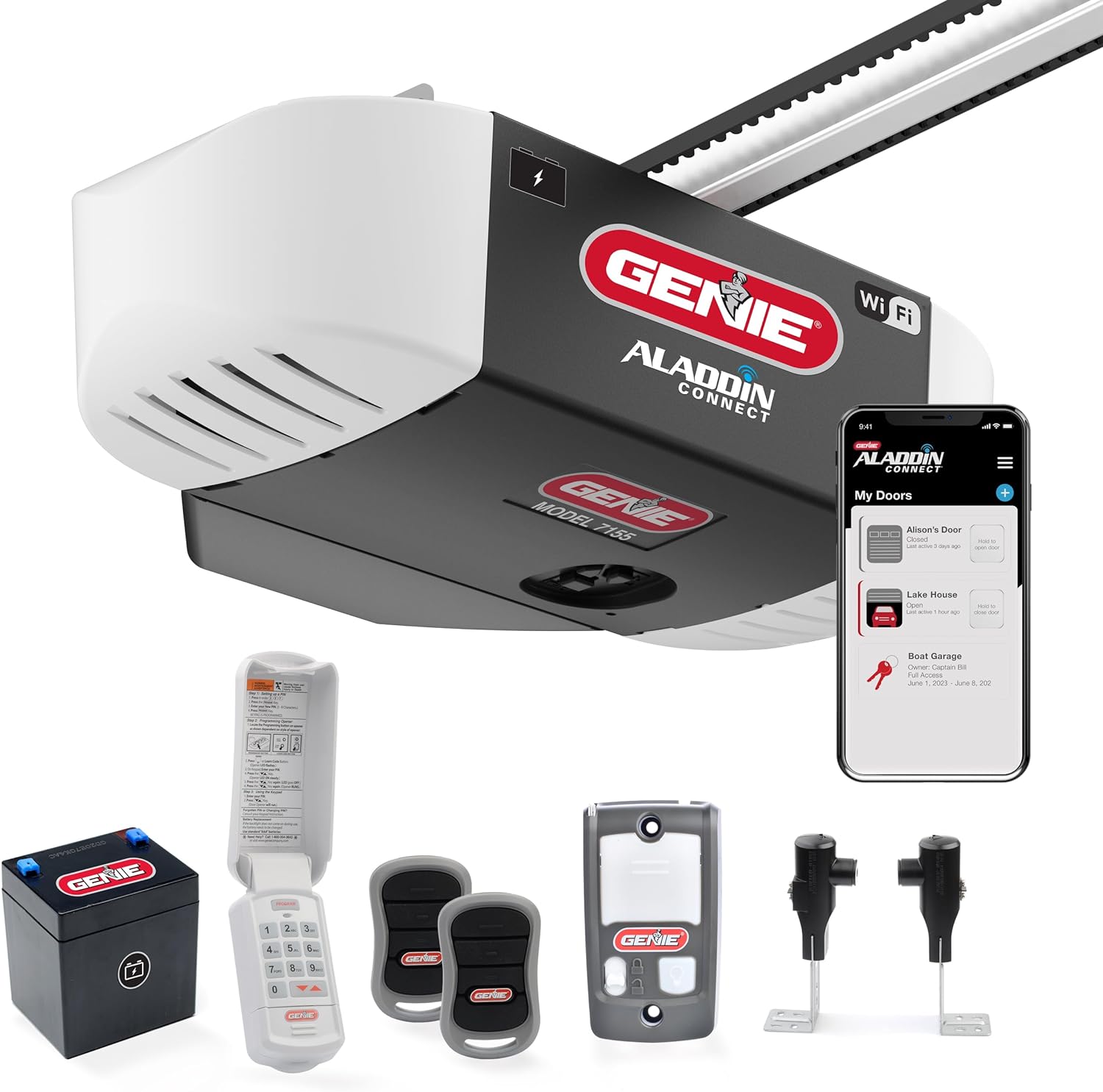 Genie 7155-TKV Smart Garage Door Opener StealthDrive Connect - Ultra Quiet opener, WiFi, Battery Backup - Works with Alexa Google Home Genie 7155-TKV Smart Garage Door Opener StealthDrive Connect - Ultra Quiet opener, WiFi, Battery Backup - Works with Alexa Google Home