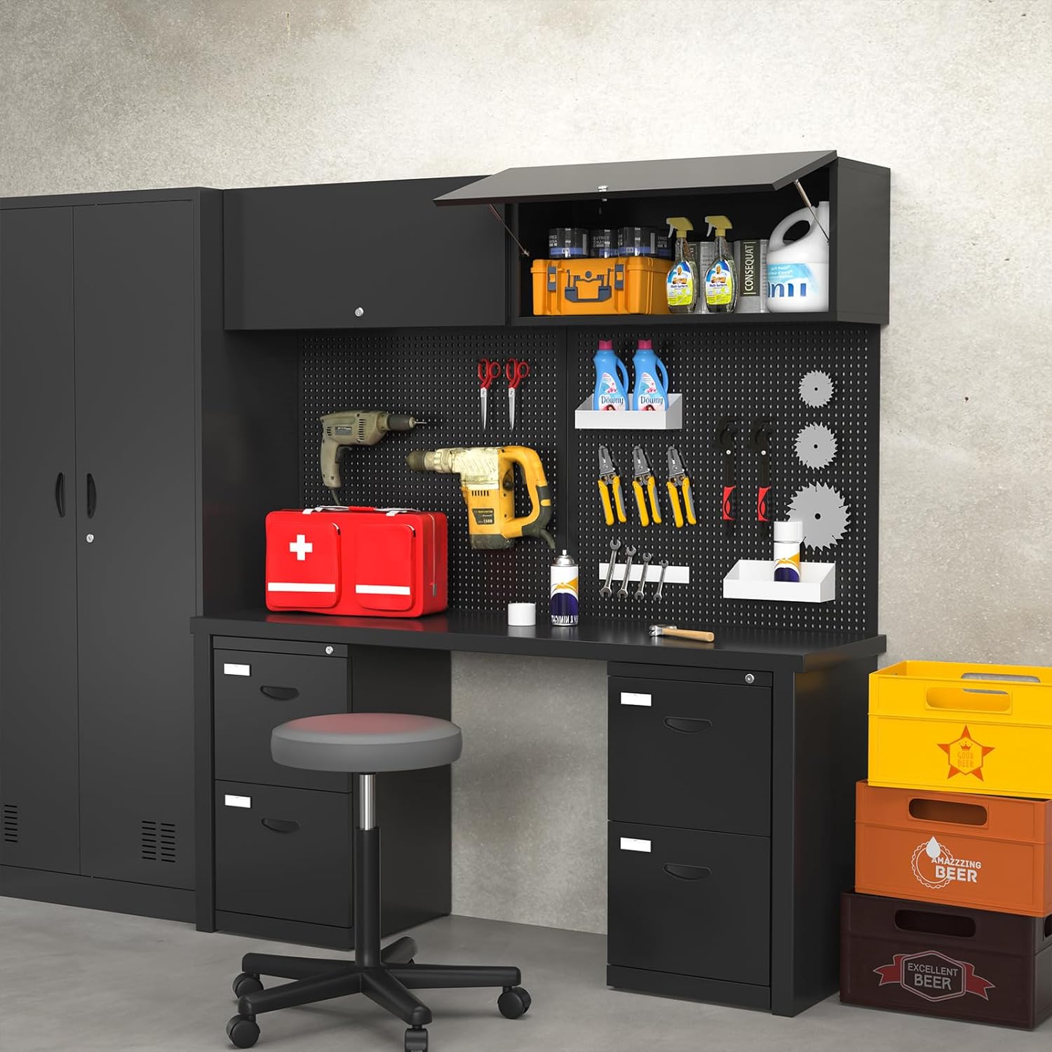 Metal Garage Storage Cabinet Small Wall-Mounted locking cabinet with Up-Flip Door Hanging Garage Cabinets metal cabinet Lockable Steel Utility Cabinets Floating Metal Garage Cabinet 32W x 13D x 14H Metal Garage Storage Cabinet Small Wall-Mounted locking cabinet with Up-Flip Door Hanging Garage Cabinets metal cabinet Lockable Steel Utility Cabinets Floating Metal Garage Cabinet 32W x 13D x 14H