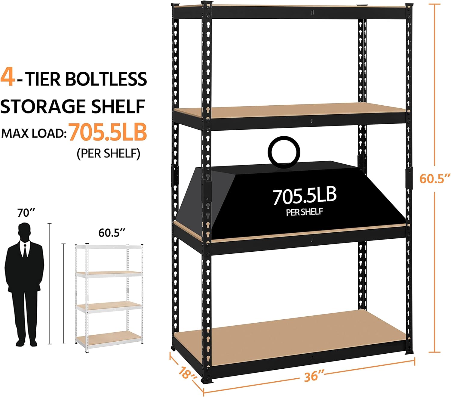 Topeakmart Storage Shelves 4 Tier Adjustable Metal Shelving Unit Utility Shelves Garage Storage Racks for Warehouse Garage Pantry Kitchen- Black, 36 x 18 x 60.5 Inch, 2Pcs Topeakmart Storage Shelves 4 Tier Adjustable Metal Shelving Unit Utility Shelves Garage Storage Racks for Warehouse Garage Pantry Kitchen- Black, 36 x 18 x 60.5 Inch, 2Pcs