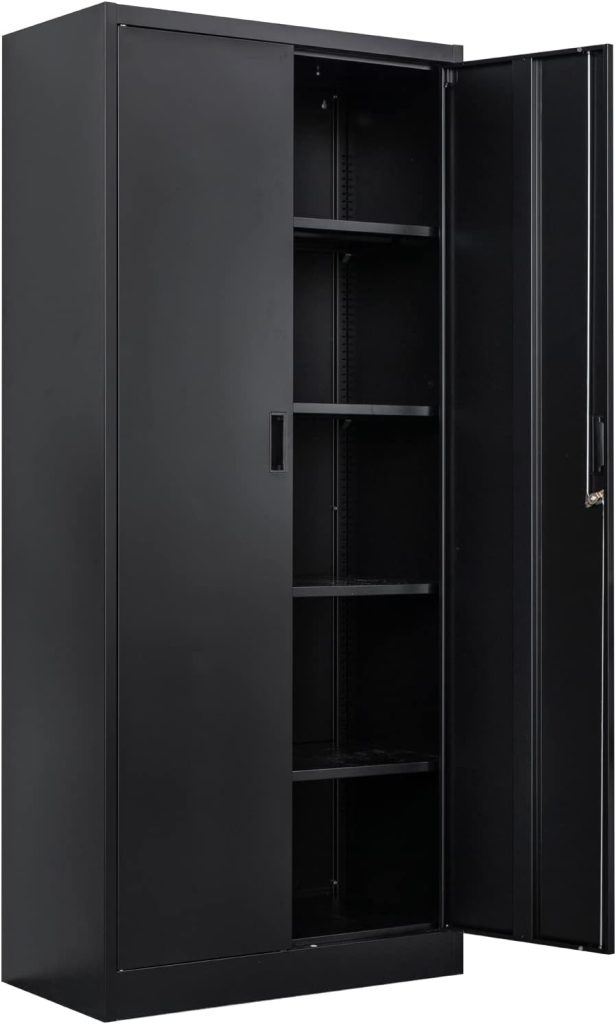 CJF Storage Cabinet with Locking Doors, Metal Storage Cabinets for Home Office, Garage, Utility Room and Basement, 36.2 H x 31.5 W x 15.7 D