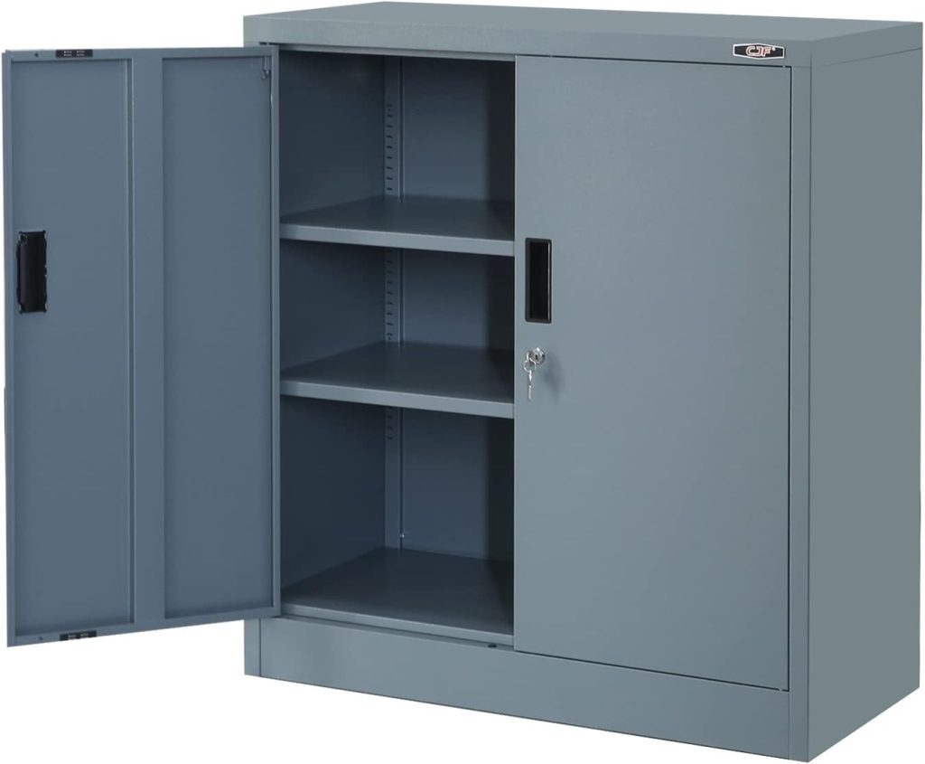 CJF Storage Cabinet with Locking Doors, Metal Storage Cabinets for Home Office, Garage, Utility Room and Basement, 36.2 H x 31.5 W x 15.7 D