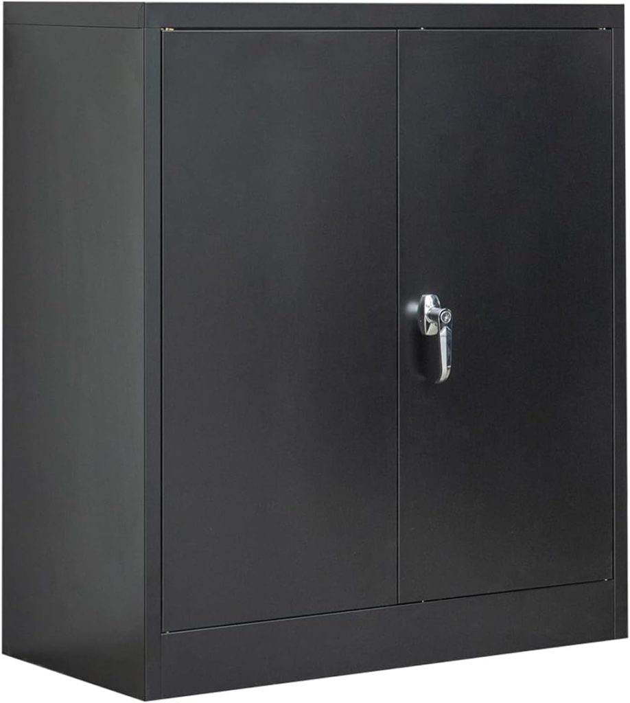 CJF Storage Cabinet with Locking Doors, Metal Storage Cabinets for Home Office, Garage, Utility Room and Basement, 36.2 H x 31.5 W x 15.7 D
