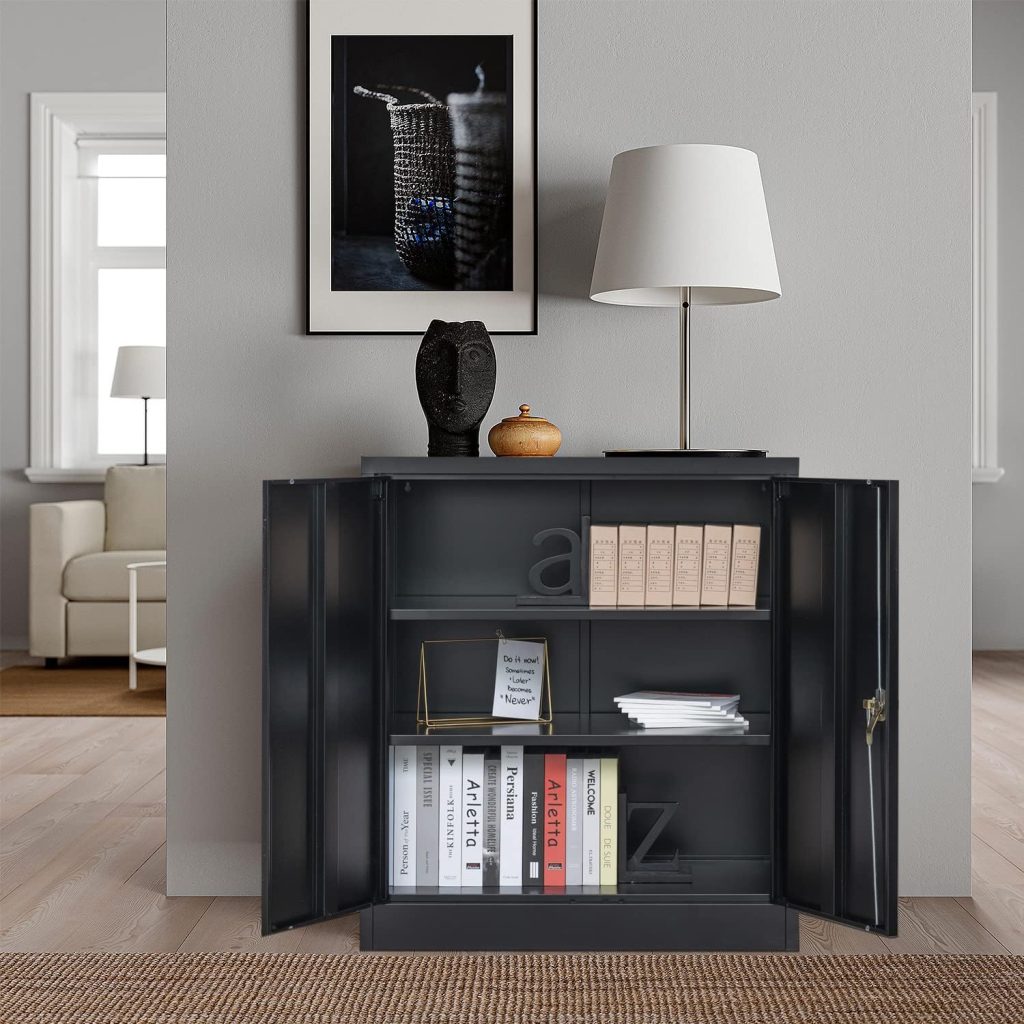 CJF Storage Cabinet with Locking Doors, Metal Storage Cabinets for Home Office, Garage, Utility Room and Basement, 36.2 H x 31.5 W x 15.7 D