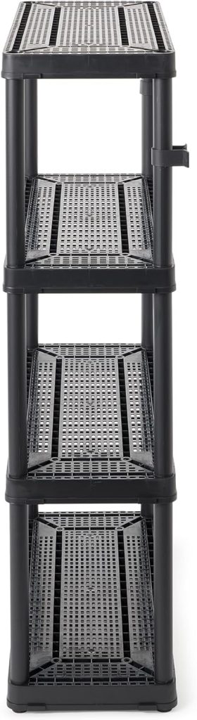 Gracious Living 14 x 32 x 54.5 4-Shelf Tier Resin Multi-Purpose Medium Duty Indoor Garage Storage Organizer Shelves, Black Gracious Living 14 x 32 x 54.5 4-Shelf Tier Resin Multi-Purpose Medium Duty Indoor Garage Storage Organizer Shelves, Black