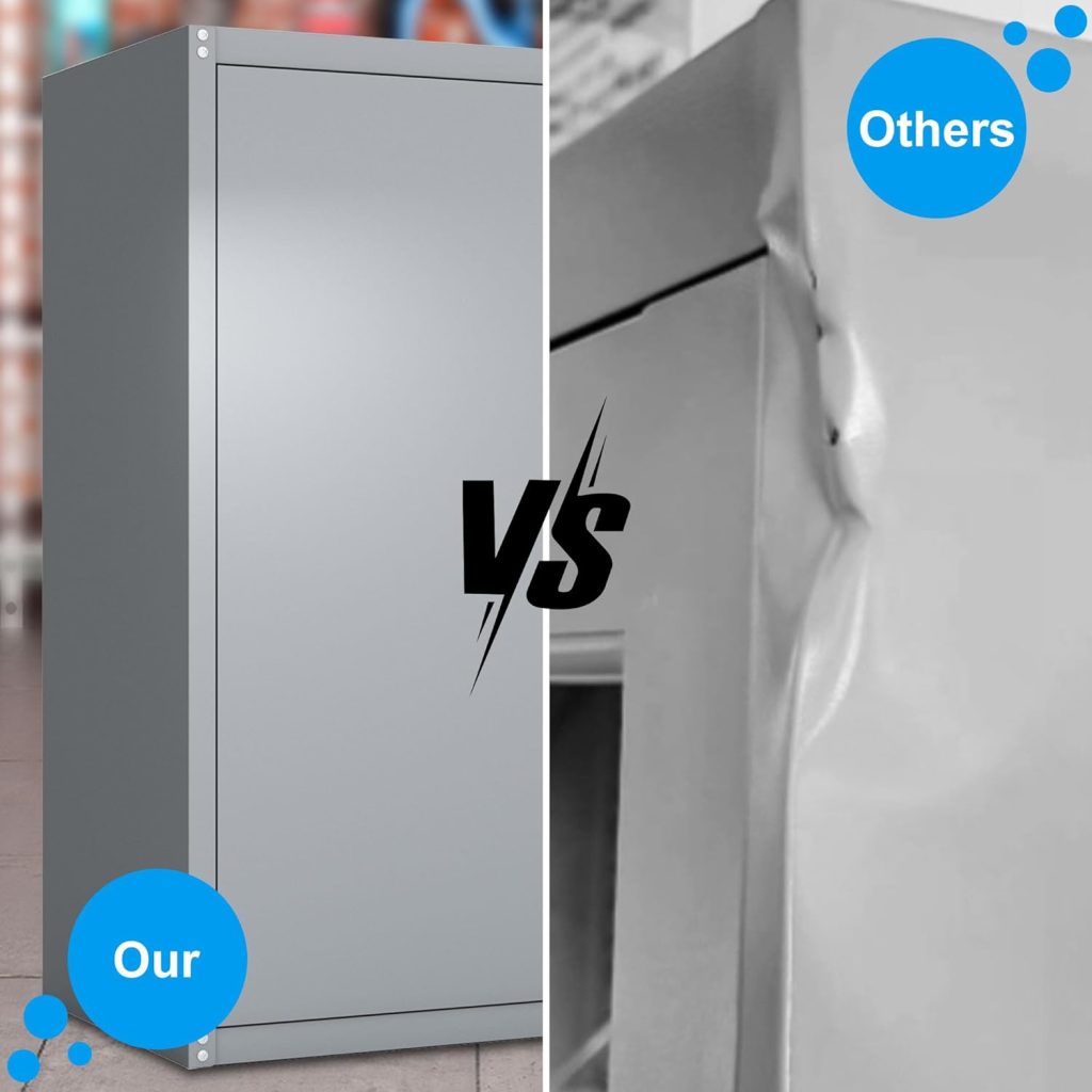 GREATMEET Metal Storage Cabinet with Lock and Doors,Steel Garage Wall Storage Cabinet,Garage Upper Cabinet,Wall Mounted Metal Cabinet for Garage, Black