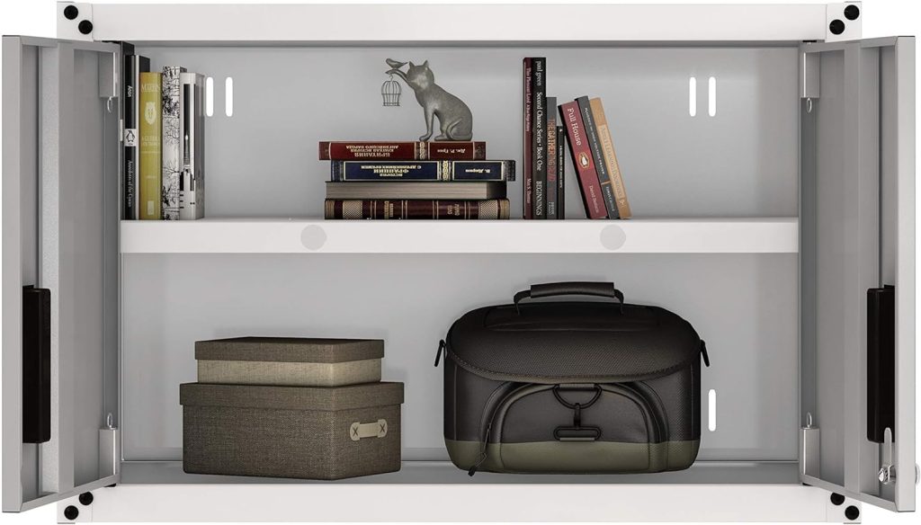 itbe for Home Ready-to-Assemble Small Wall Steel Metal Cabinet 2 Doors (Black)