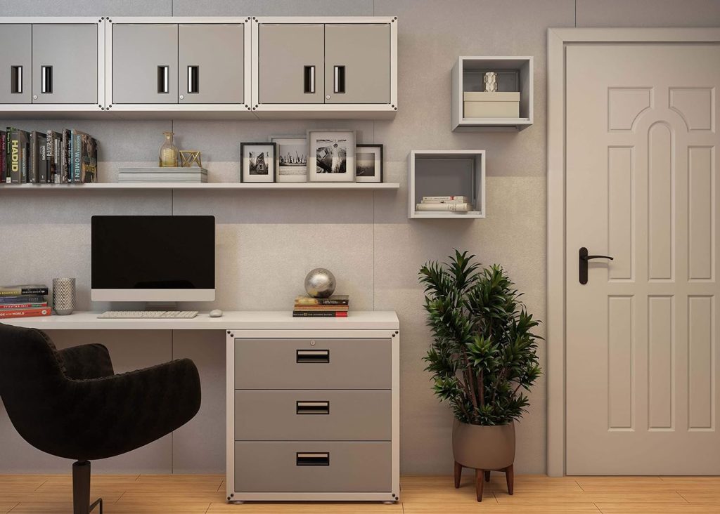 itbe for Home Ready-to-Assemble Small Wall Steel Metal Cabinet 2 Doors (Black)