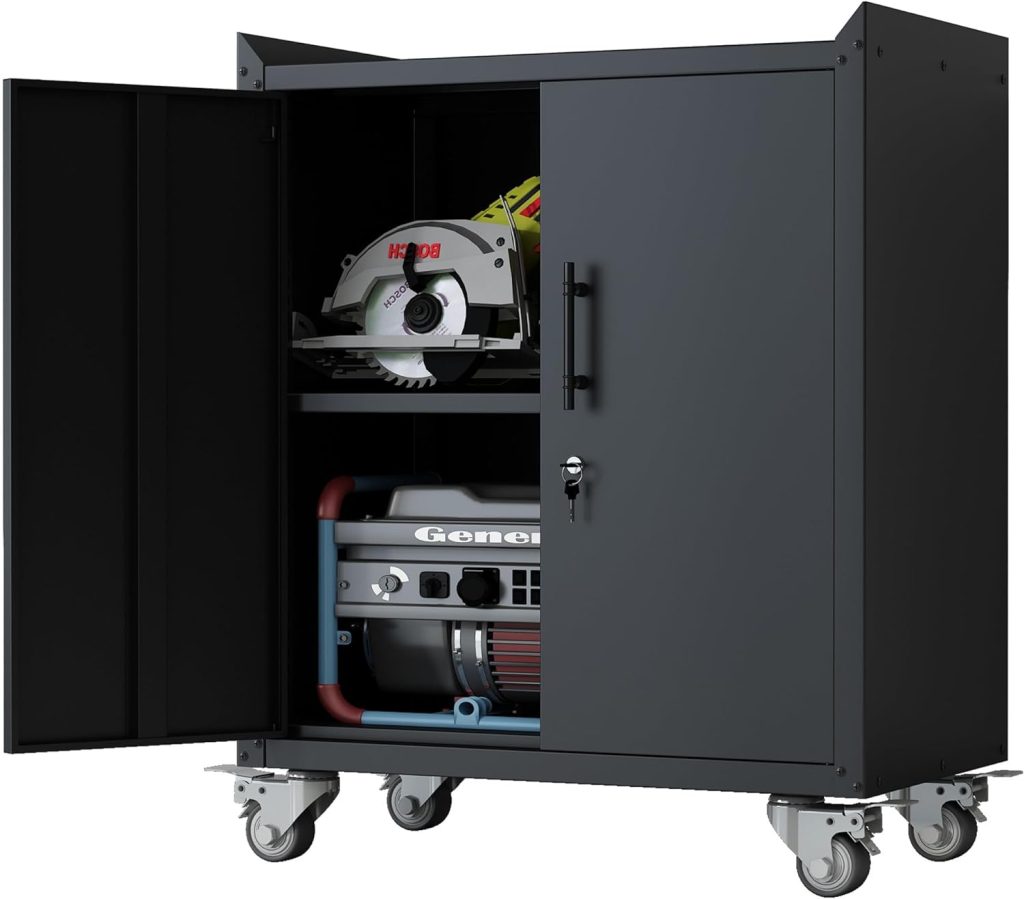 KILISTEELS Metal Storage Cabinet with Wheels,Garage Storage Cabinet Adjustable Shelves with Doors and Lock,Sturdy and Durable Heavy Duty Utility Storage Cabinet for Office/Kitchen/Pantry Organizer KILISTEELS Metal Storage Cabinet with Wheels,Garage Storage Cabinet Adjustable Shelves with Doors and Lock,Sturdy and Durable Heavy Duty Utility Storage Cabinet for Office/Kitchen/Pantry Organizer
