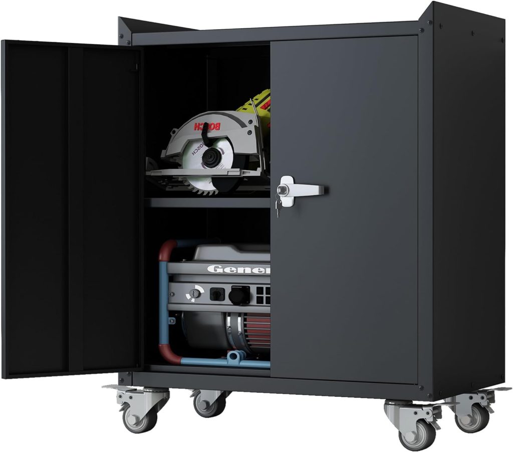 KILISTEELS Metal Storage Cabinet with Wheels,Garage Storage Cabinet Adjustable Shelves with Doors and Lock,Sturdy and Durable Heavy Duty Utility Storage Cabinet for Office/Kitchen/Pantry Organizer KILISTEELS Metal Storage Cabinet with Wheels,Garage Storage Cabinet Adjustable Shelves with Doors and Lock,Sturdy and Durable Heavy Duty Utility Storage Cabinet for Office/Kitchen/Pantry Organizer