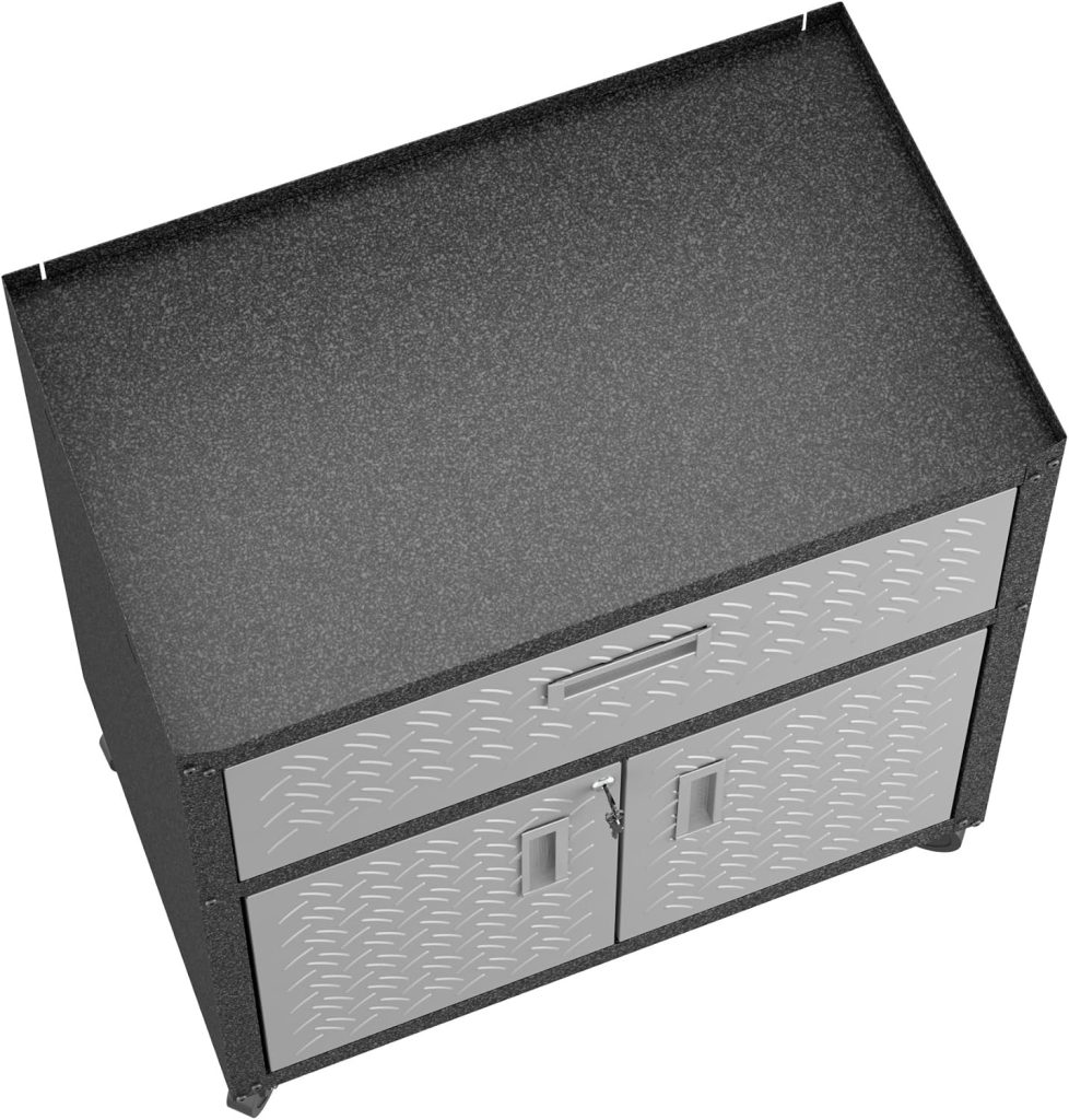 Manhattan Comfort Fortress Floating Garage Storage Cabinet, Black/Grey Manhattan Comfort Fortress Floating Garage Storage Cabinet, Black/Grey