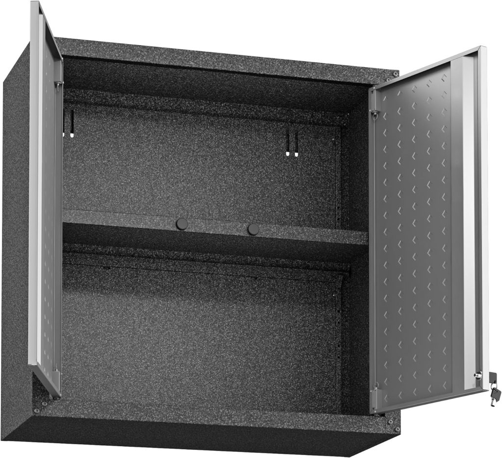 Manhattan Comfort Fortress Floating Garage Storage Cabinet, Black/Grey Manhattan Comfort Fortress Floating Garage Storage Cabinet, Black/Grey