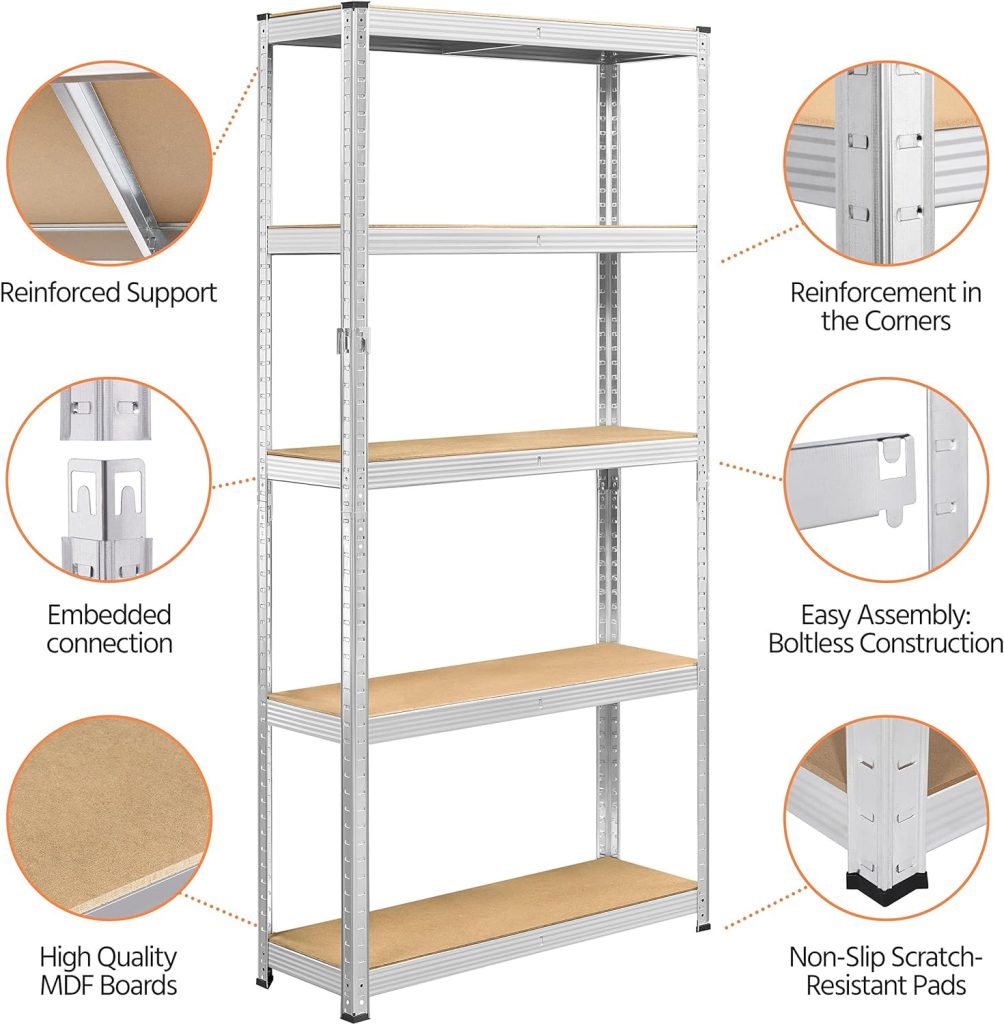 Topeakmart 2PCS Storage Shelves 5 Tier Adjustable Metal Shelving Unit Utility Shelves Garage Storage Racks for Warehouse Garage Pantry Kitchen- Black, 35.5 x 12 x 71 Inch Topeakmart 2PCS Storage Shelves 5 Tier Adjustable Metal Shelving Unit Utility Shelves Garage Storage Racks for Warehouse Garage Pantry Kitchen- Black, 35.5 x 12 x 71 Inch