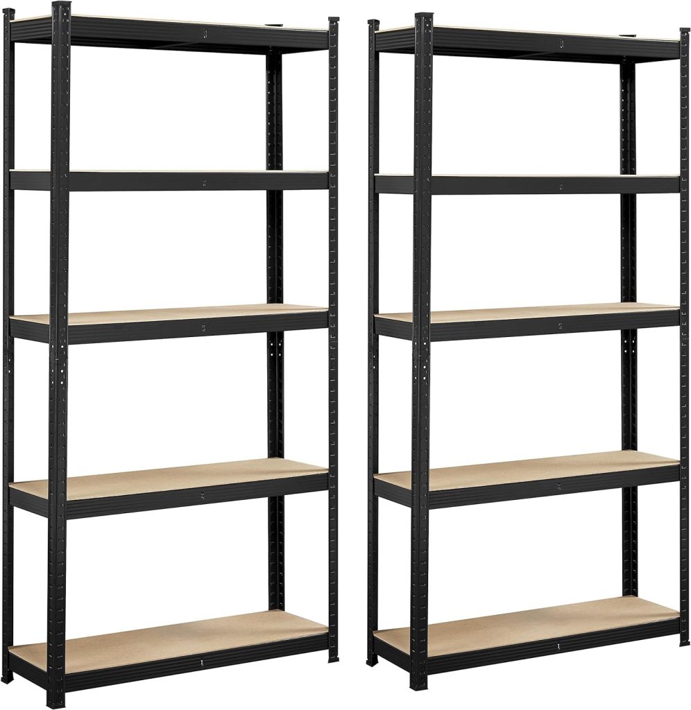Topeakmart 2PCS Storage Shelves 5 Tier Adjustable Metal Shelving Unit Utility Shelves Garage Storage Racks for Warehouse Garage Pantry Kitchen- Black, 35.5 x 12 x 71 Inch Topeakmart 2PCS Storage Shelves 5 Tier Adjustable Metal Shelving Unit Utility Shelves Garage Storage Racks for Warehouse Garage Pantry Kitchen- Black, 35.5 x 12 x 71 Inch