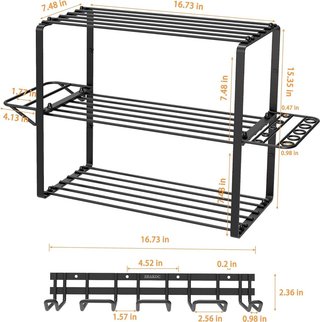 ZEAKOC Power Tool Organizer, 4 Layers Heavy Duty Drill Holder Wall Mount,Metal Hangers Utility Storage Shelves for Power Tools,Separate Rack Christmas Gift for Men Dad ZEAKOC Power Tool Organizer, 4 Layers Heavy Duty Drill Holder Wall Mount,Metal Hangers Utility Storage Shelves for Power Tools,Separate Rack Christmas Gift for Men Dad