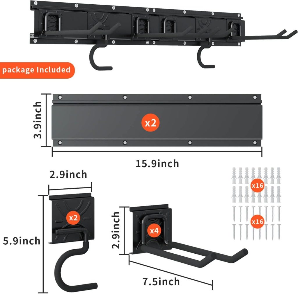Godboat Garage Storage, Ski Garage Organization, Garden Tool Organizer, Mop  Broom Holder Wall Mount, Yard Tools Hanger, Corner Shelves with Rake  Shovel Rack, Garage Gifts for Men, Max Load 550lbs