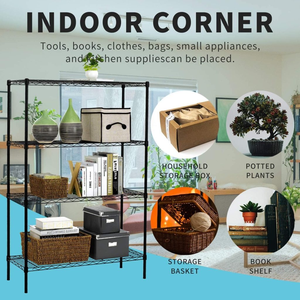 HCY 4-Tier Wire Shelving Unit Storage Shelves Shelf Organizer 54inx36inx14in Heavy Duty Metal Rack NSF Height Adjustable for Laundry Bathroom Kitchen Garage Pantry Organization(Black) : Home Kitchen HCY 4-Tier Wire Shelving Unit Storage Shelves Shelf Organizer 54inx36inx14in Heavy Duty Metal Rack NSF Height Adjustable for Laundry Bathroom Kitchen Garage Pantry Organization(Black) : Home Kitchen