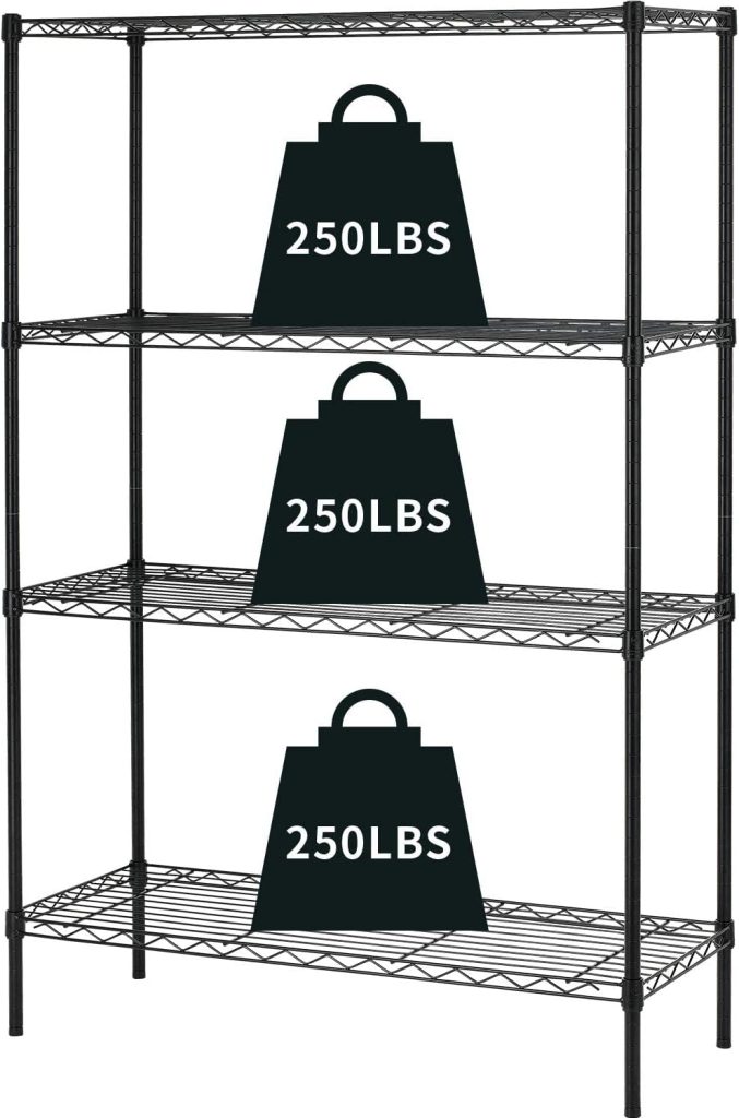 HCY 4-Tier Wire Shelving Unit Storage Shelves Shelf Organizer 54inx36inx14in Heavy Duty Metal Rack NSF Height Adjustable for Laundry Bathroom Kitchen Garage Pantry Organization(Black) : Home Kitchen HCY 4-Tier Wire Shelving Unit Storage Shelves Shelf Organizer 54inx36inx14in Heavy Duty Metal Rack NSF Height Adjustable for Laundry Bathroom Kitchen Garage Pantry Organization(Black) : Home Kitchen