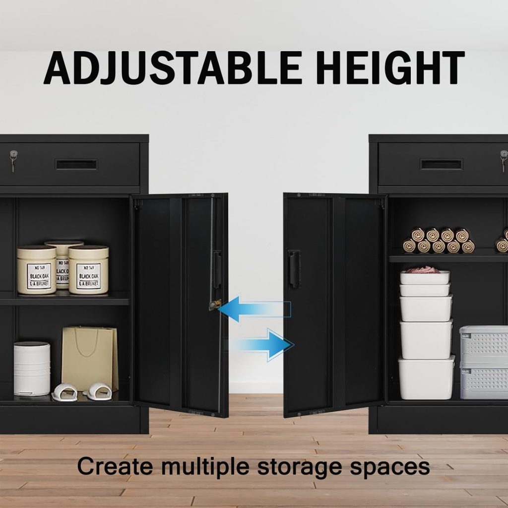 iDEKAI Metal Storage Cabinet with 2 Locking Doors and Adjustable Shelf, 36.2 H Steel Storage Cabinet with Drawer, Locking Storage Cabinet for Office, Garage, Home (Black) iDEKAI Metal Storage Cabinet with 2 Locking Doors and Adjustable Shelf, 36.2 H Steel Storage Cabinet with Drawer, Locking Storage Cabinet for Office, Garage, Home (Black)