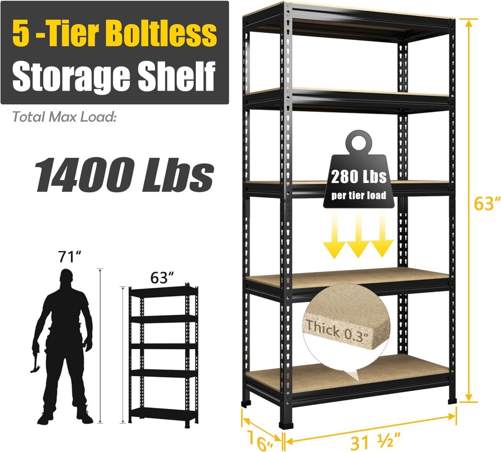 PrimeZone Storage Shelves 5 Tier Adjustable Garage Storage Shelving, Heavy Duty Metal Storage Utility Rack Shelf Unit for Warehouse Pantry Closet Kitchen, 28 x 12 x 59, Black PrimeZone Storage Shelves 5 Tier Adjustable Garage Storage Shelving, Heavy Duty Metal Storage Utility Rack Shelf Unit for Warehouse Pantry Closet Kitchen, 28 x 12 x 59, Black