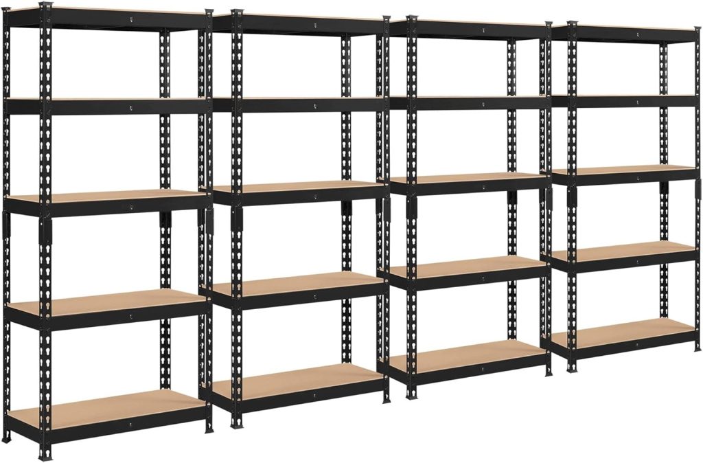 Topeakmart 4 PCS 5-Tier Utility Shelves, Metal Storage Shelves Garage Shelving Unit Adjustable Garage Storage Shelves Storage Racks Heavy Duty Shed Shelving-Black, 27.5 x 12 x 60 Inch Topeakmart 4 PCS 5-Tier Utility Shelves, Metal Storage Shelves Garage Shelving Unit Adjustable Garage Storage Shelves Storage Racks Heavy Duty Shed Shelving-Black, 27.5 x 12 x 60 Inch
