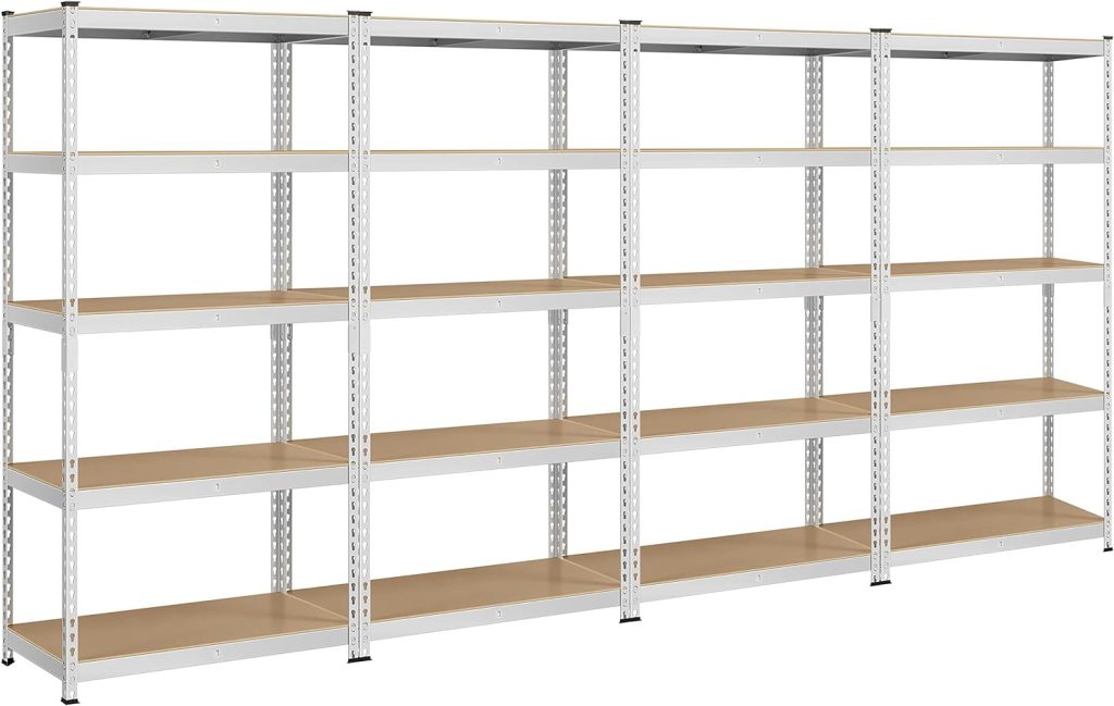 Topeakmart 4PCS 5-Tier Utility Shelves, Metal Storage Shelves Garage Shelving Unit Adjustable Garage Storage Shelves Storage Racks Heavy Duty Shed Shelving- Silver, 35.5 x 17.5 x 72 Inch Topeakmart 4PCS 5-Tier Utility Shelves, Metal Storage Shelves Garage Shelving Unit Adjustable Garage Storage Shelves Storage Racks Heavy Duty Shed Shelving- Silver, 35.5 x 17.5 x 72 Inch