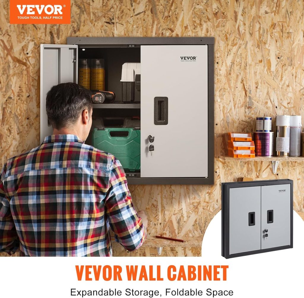 VEVOR Metal Garage Locker Mounted 26 Small Tool Chest 240 LBS Loading Capacity Adjustable Shelf Magnetic Door File for Warehouse Office Home Black VEVOR Metal Garage Locker Mounted 26 Small Tool Chest 240 LBS Loading Capacity Adjustable Shelf Magnetic Door File for Warehouse Office Home Black