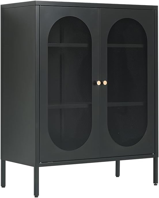 Fumedo 2 Mesh Door Metal Storage Cabinet for Bed Room,Living Room,Home,Hotel,Office,Garage,Kitchen,3-Tier,2 Removable Shelves. (Black) Fumedo 2 Mesh Door Metal Storage Cabinet for Bed Room,Living Room,Home,Hotel,Office,Garage,Kitchen,3-Tier,2 Removable Shelves. (Black)