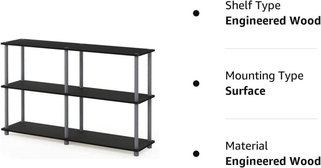 Furinno 99634 BK/GY Turn-N-Tube 3-Tier Double Size Storage Display Rack, Black/Grey Furinno 99634 BK/GY Turn-N-Tube 3-Tier Double Size Storage Display Rack, Black/Grey