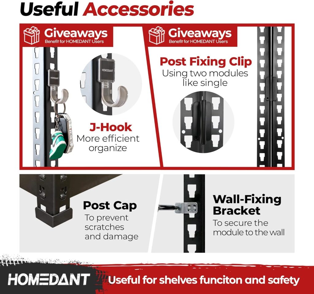 HOMEDANT Z-beam 5 Tier Laminated Heavy Duty Garage Storage Adjustable Wide Size Metal Shelving Unit Utility Rack Shelves Organization Multipurpose Shelf Shed Warehouse 47.7W x 18.2D x 71.3H 1Pack