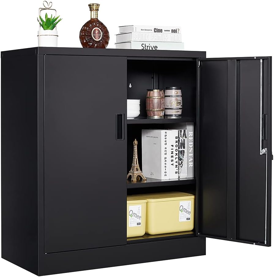 iCHENGGD Small Locking Cabinet,Metal Storage Cabinet with 2 Doors and 2 Shelves, 35.4 inch Counter Height Lockable Steel Storage Cabinet for Garage Home Office Warehouse (35.4 H) iCHENGGD Small Locking Cabinet,Metal Storage Cabinet with 2 Doors and 2 Shelves, 35.4 inch Counter Height Lockable Steel Storage Cabinet for Garage Home Office Warehouse (35.4 H)