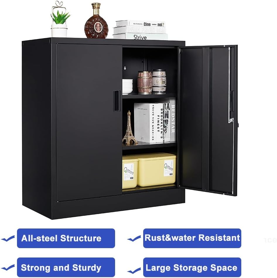 iCHENGGD Small Locking Cabinet,Metal Storage Cabinet with 2 Doors and 2 Shelves, 35.4 inch Counter Height Lockable Steel Storage Cabinet for Garage Home Office Warehouse (35.4 H) iCHENGGD Small Locking Cabinet,Metal Storage Cabinet with 2 Doors and 2 Shelves, 35.4 inch Counter Height Lockable Steel Storage Cabinet for Garage Home Office Warehouse (35.4 H)
