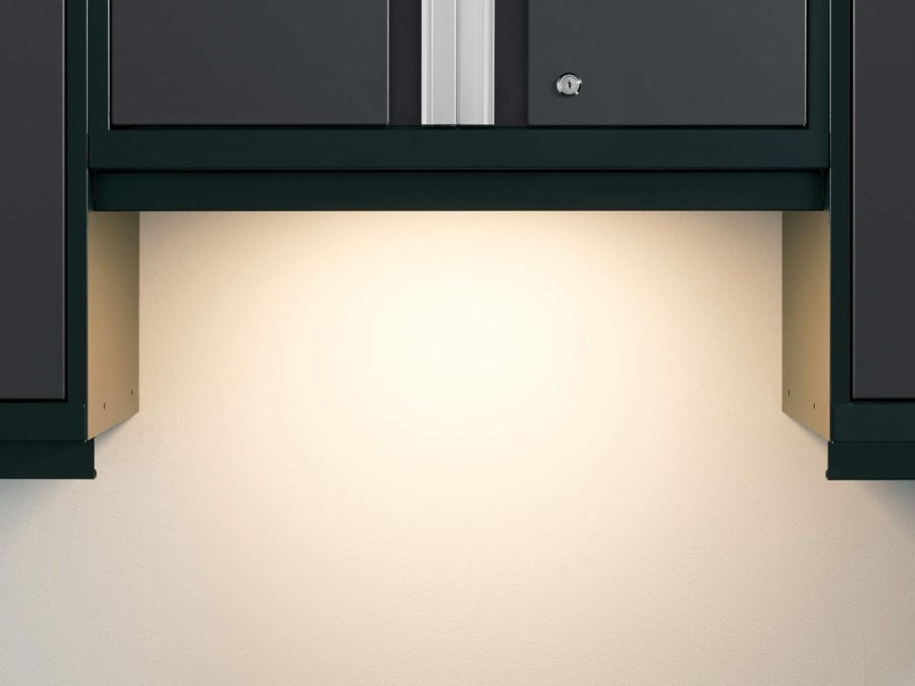 NewAge Products Garage Storage Cabinets Bold Series Gray Include Multi Use lockers, Rolling Tool, Base  Wall Cabinets with Lockable Doors, LED Lights, Slatwall Backsplash, Bamboo Worktop NewAge Products Garage Storage Cabinets Bold Series Gray Include Multi Use lockers, Rolling Tool, Base  Wall Cabinets with Lockable Doors, LED Lights, Slatwall Backsplash, Bamboo Worktop