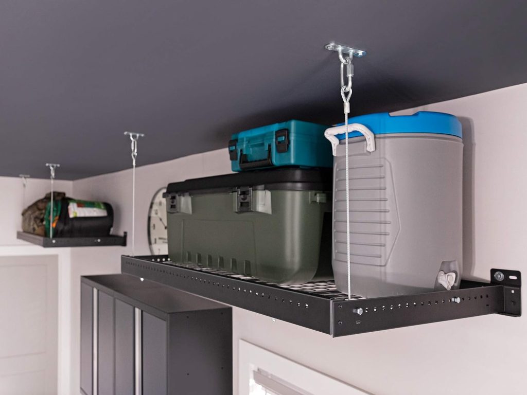 NewAge Products Pro Series Black 2 ft. x 8 ft. Wall Mounted Steel Shelf, Garage Overheads, 40406 NewAge Products Pro Series Black 2 ft. x 8 ft. Wall Mounted Steel Shelf, Garage Overheads, 40406