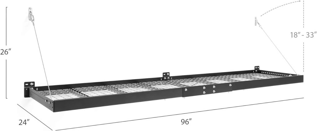 NewAge Products Pro Series Black 2 ft. x 8 ft. Wall Mounted Steel Shelf, Garage Overheads, 40406 NewAge Products Pro Series Black 2 ft. x 8 ft. Wall Mounted Steel Shelf, Garage Overheads, 40406