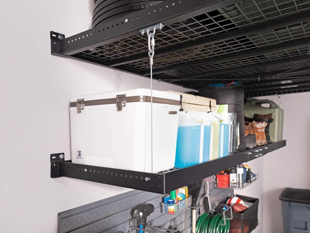 NewAge Products Pro Series Black 2 ft. x 8 ft. Wall Mounted Steel Shelf, Garage Overheads, 40406 NewAge Products Pro Series Black 2 ft. x 8 ft. Wall Mounted Steel Shelf, Garage Overheads, 40406