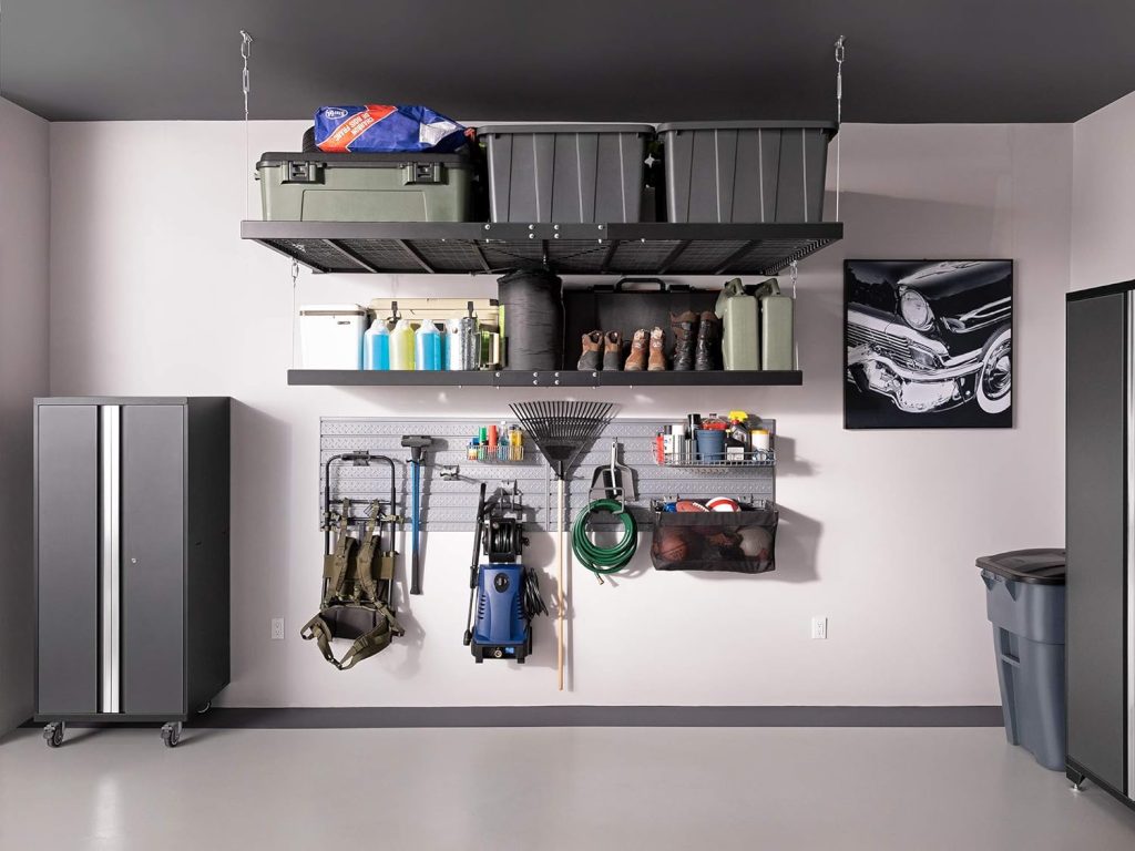 NewAge Products Pro Series Black 2 ft. x 8 ft. Wall Mounted Steel Shelf, Garage Overheads, 40406 NewAge Products Pro Series Black 2 ft. x 8 ft. Wall Mounted Steel Shelf, Garage Overheads, 40406