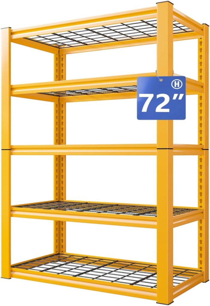 REIBII Garage Shelving Heavy Duty Loads 2000 LBS Garage Storage Shelves Heavy Duty Shelving 5 Tier Adjustable Metal Shelves for Storage Rack Industrial Shelving Utility Shelf,72 H X 35.5 W X 16 D REIBII Garage Shelving Heavy Duty Loads 2000 LBS Garage Storage Shelves Heavy Duty Shelving 5 Tier Adjustable Metal Shelves for Storage Rack Industrial Shelving Utility Shelf,72 H X 35.5 W X 16 D