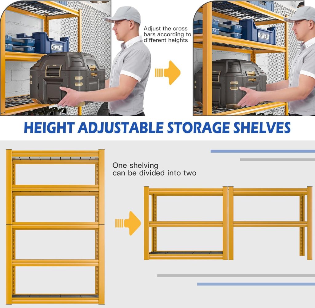 REIBII Garage Shelving Heavy Duty Loads 2000 LBS Garage Storage Shelves Heavy Duty Shelving 5 Tier Adjustable Metal Shelves for Storage Rack Industrial Shelving Utility Shelf,72 H X 35.5 W X 16 D REIBII Garage Shelving Heavy Duty Loads 2000 LBS Garage Storage Shelves Heavy Duty Shelving 5 Tier Adjustable Metal Shelves for Storage Rack Industrial Shelving Utility Shelf,72 H X 35.5 W X 16 D