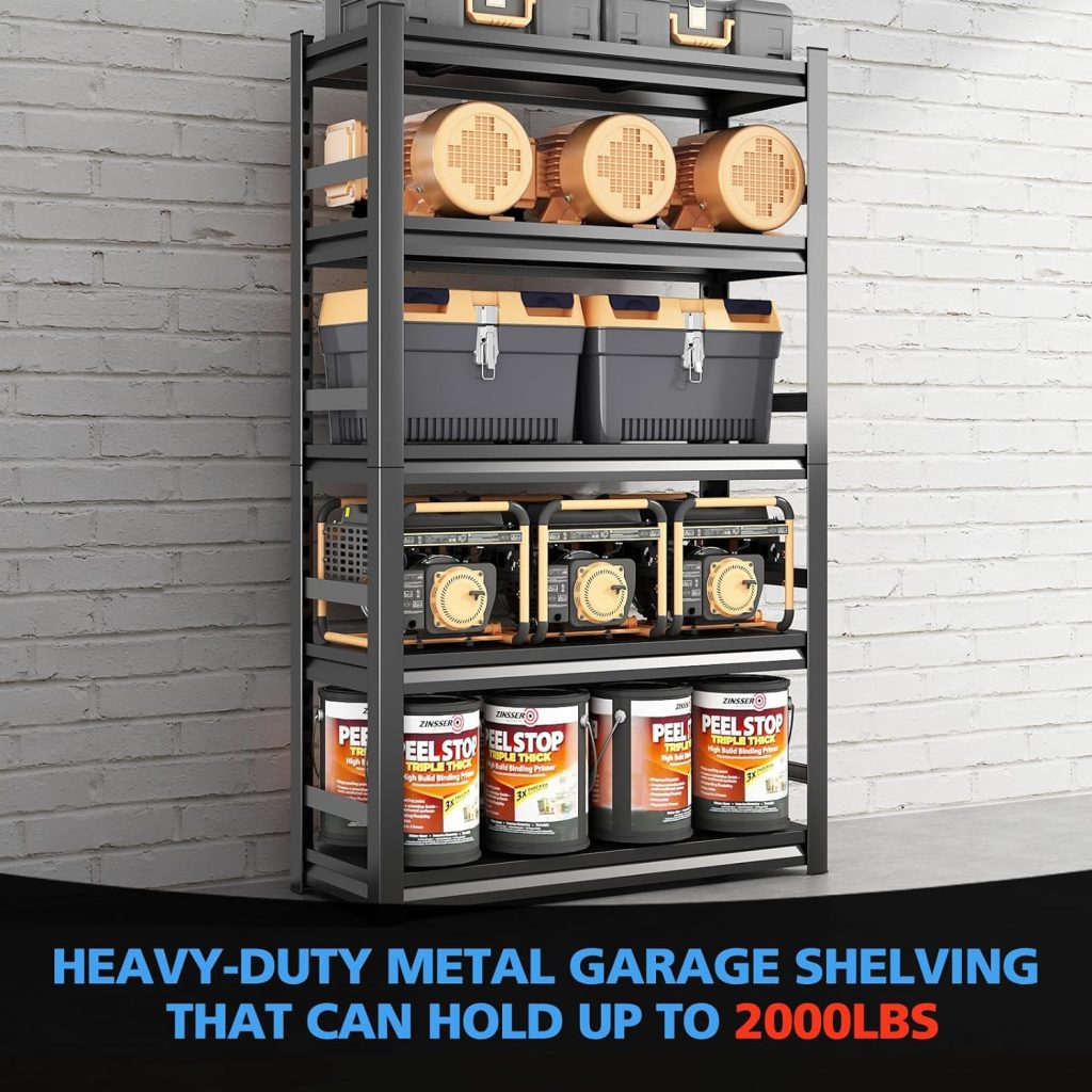 48W Garage Shelving Units and Storage,Sturdy Easy Assemble Heavy Duty Shelf,Steel Metal Shelves,Large Adjustable Garage Storage Rack,for Warehouse Industrial Basement Organizers 18D x 48W x 78H