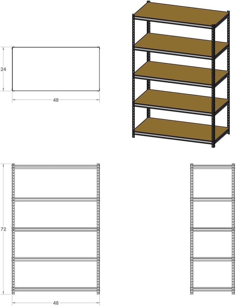 Edsal 48W x 24D x 72H 5-Shelf Steel Shelving, Black Edsal 48W x 24D x 72H 5-Shelf Steel Shelving, Black