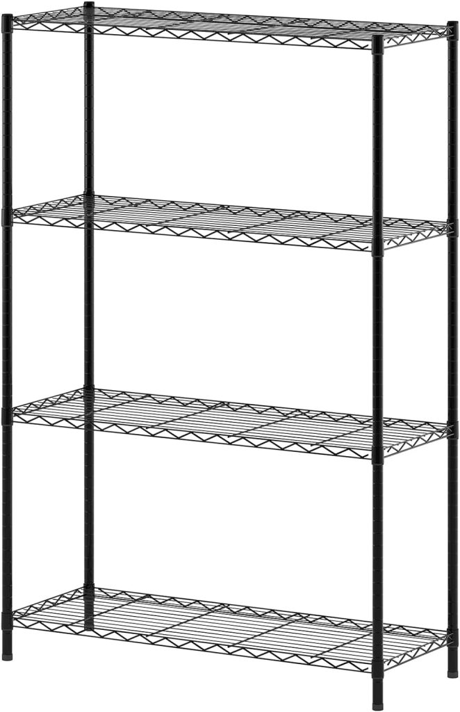 Furinno Wayar 4-Tier Metal Storage Shelf Rack, 36 x 14 x 54, Black