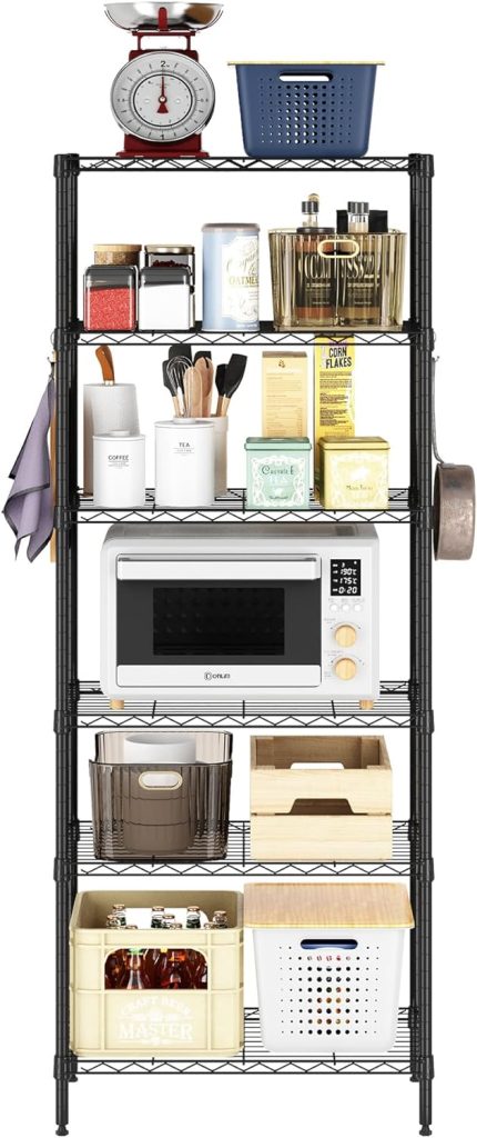 Furinno Wayar 4-Tier Metal Storage Shelf Rack, 36 x 14 x 54, Black