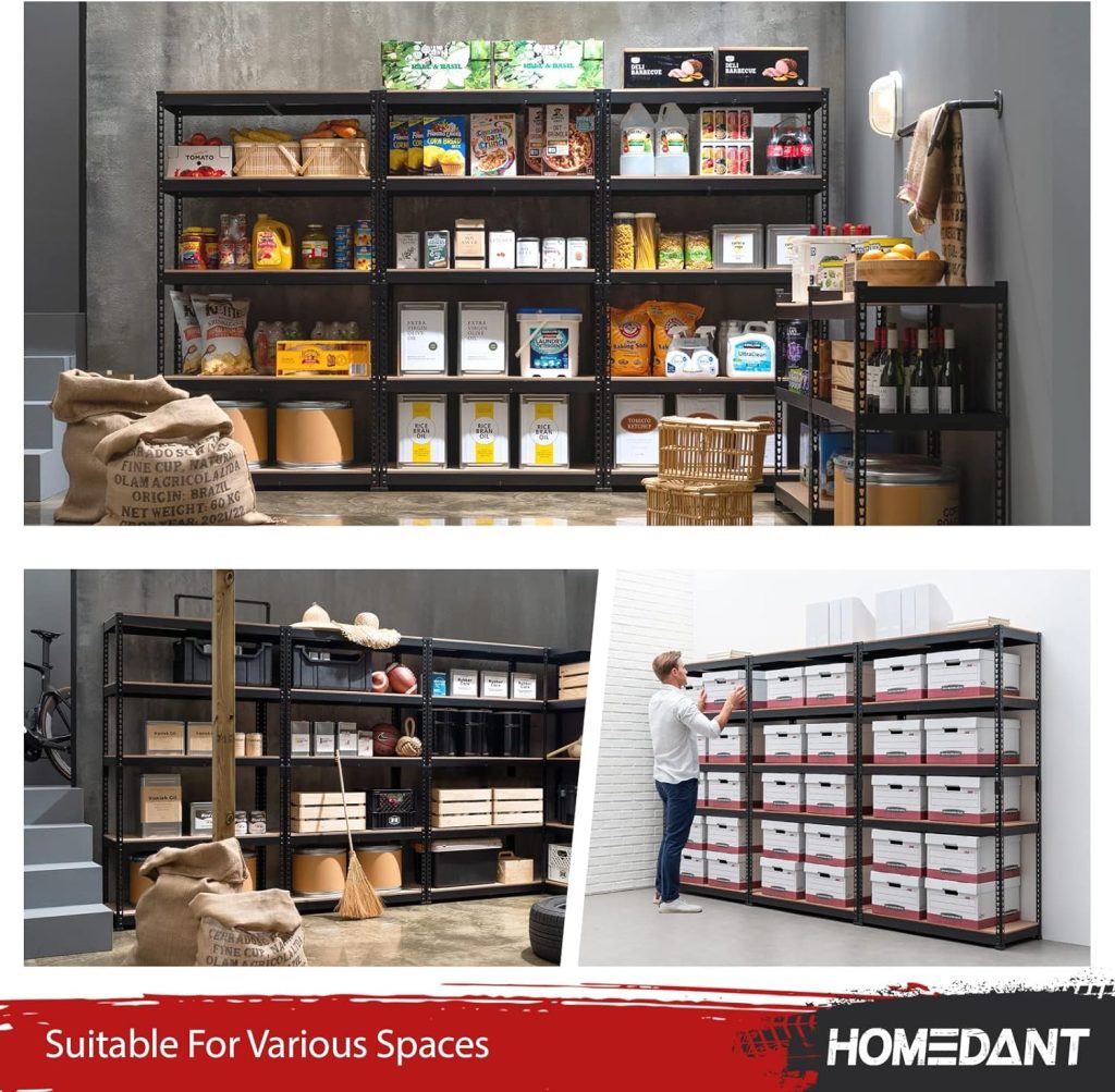 HOMEDANT Z-beam 5-Tier Laminated Heavy Duty Metal Shelving Unit Adjustable Garage Storage Utility Rack Shelves Organization Multipurpose Shelf Warehouse Industrial Shed 39.8W x 18.2D x 71.3H 1Pack