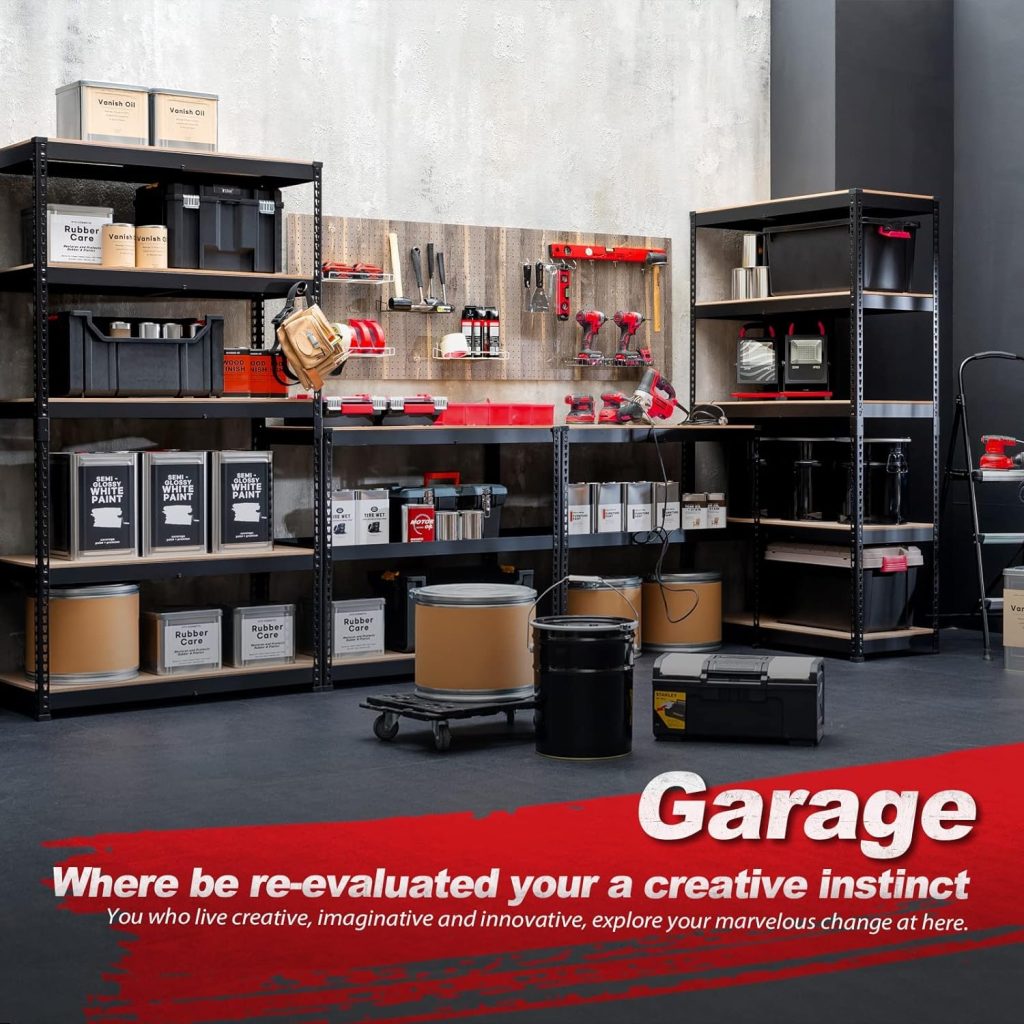 HOMEDANT Z-beam 5-Tier Laminated Heavy Duty Metal Shelving Unit Adjustable Garage Storage Utility Rack Shelves Organization Multipurpose Shelf Warehouse Industrial Shed 39.8W x 18.2D x 71.3H 1Pack