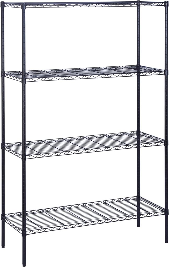 Honey Can Do 4-Tier Adjustable Shelving Unit with 350-lb Shelf Capacity, Black SHF-05225 Black Honey Can Do 4-Tier Adjustable Shelving Unit with 350-lb Shelf Capacity, Black SHF-05225 Black