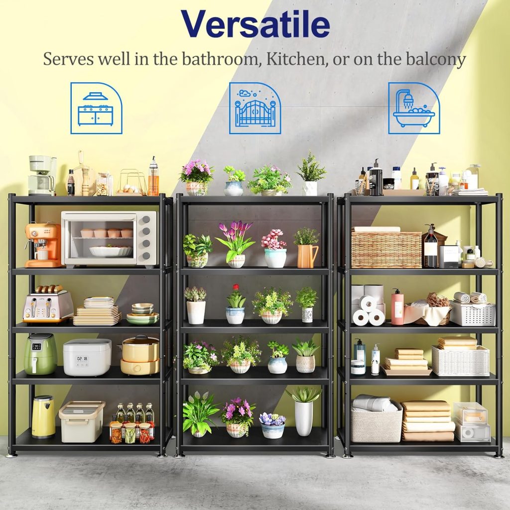 Metal Shelves for Storage, 5 Tier Storage Shelves Heavy Duty, Adjustable Storage Shelving Unit Stand, Large Utility Shelf Rack Organizer for Kitchen Garage Pantry Closet, Garage Storage Shelves Metal Shelves for Storage, 5 Tier Storage Shelves Heavy Duty, Adjustable Storage Shelving Unit Stand, Large Utility Shelf Rack Organizer for Kitchen Garage Pantry Closet, Garage Storage Shelves