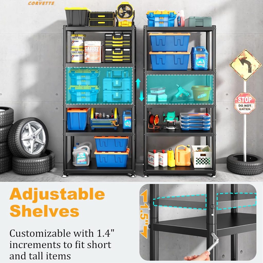 Metal Shelves for Storage, 5 Tier Storage Shelves Heavy Duty, Adjustable Storage Shelving Unit Stand, Large Utility Shelf Rack Organizer for Kitchen Garage Pantry Closet, Garage Storage Shelves Metal Shelves for Storage, 5 Tier Storage Shelves Heavy Duty, Adjustable Storage Shelving Unit Stand, Large Utility Shelf Rack Organizer for Kitchen Garage Pantry Closet, Garage Storage Shelves