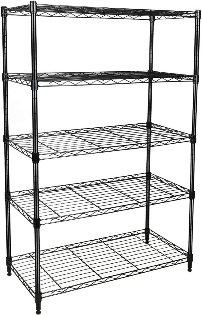 Simple Deluxe Heavy Duty 5-Shelf Shelving Unit 1250Lb Capacity, 29.92 D x 13.98 W x 62.99 H, 5 Tier, Black Simple Deluxe Heavy Duty 5-Shelf Shelving Unit 1250Lb Capacity, 29.92 D x 13.98 W x 62.99 H, 5 Tier, Black